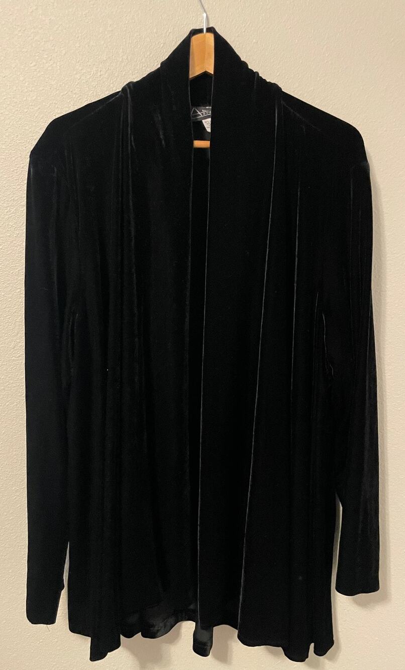 Alex Evenings Jacket Womens 3X Black Velvet Open Front Dressy Formal Evening